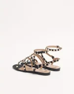 Valentino Rockstud Flat Calfskin Sandal With Straps - Image 4